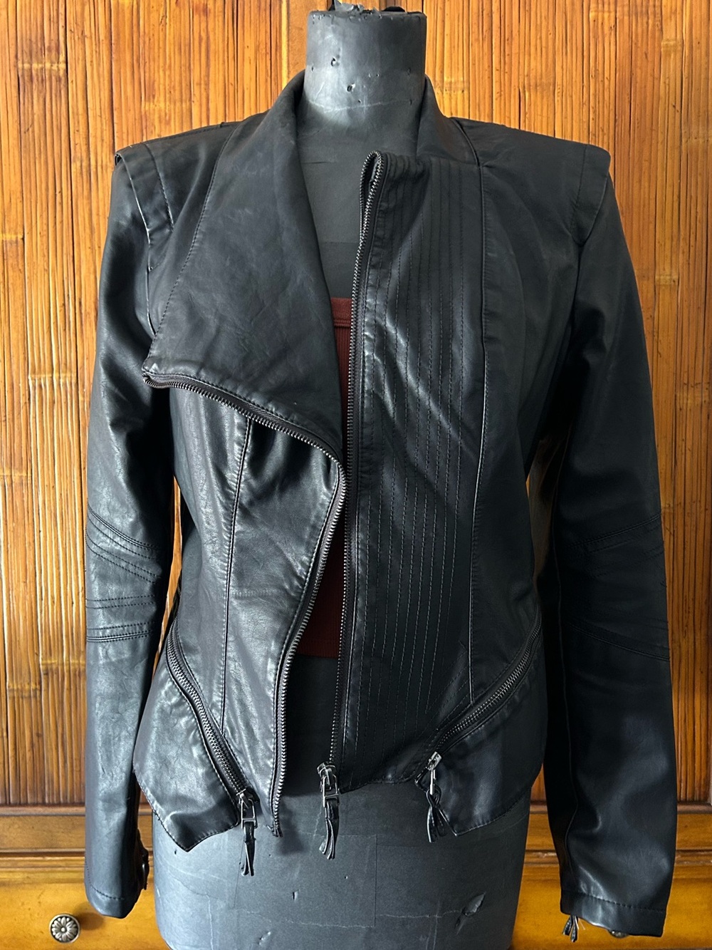 BLANKNYC Black Faux Leather Moto Jacket Size Medium